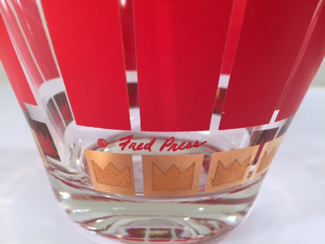 Fred Press Signed Mid-Century Crown and Red 22-Karat Gold Ice Container