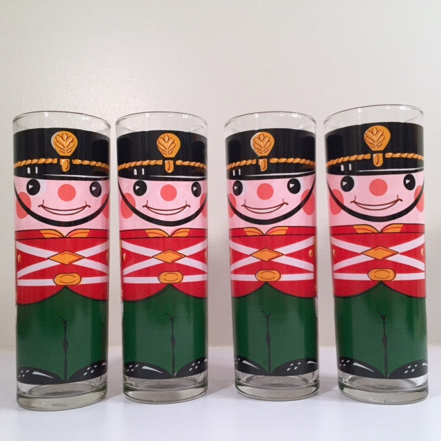 Georges Briard-Signed Mid-Century Soldiers Tall Collins Glasses (Set of 4)