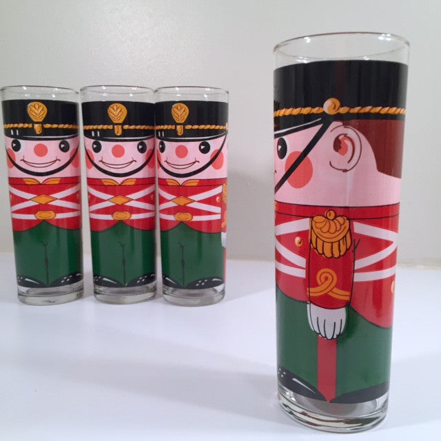 Georges Briard-Signed Mid-Century Soldiers Tall Collins Glasses (Set of 4)