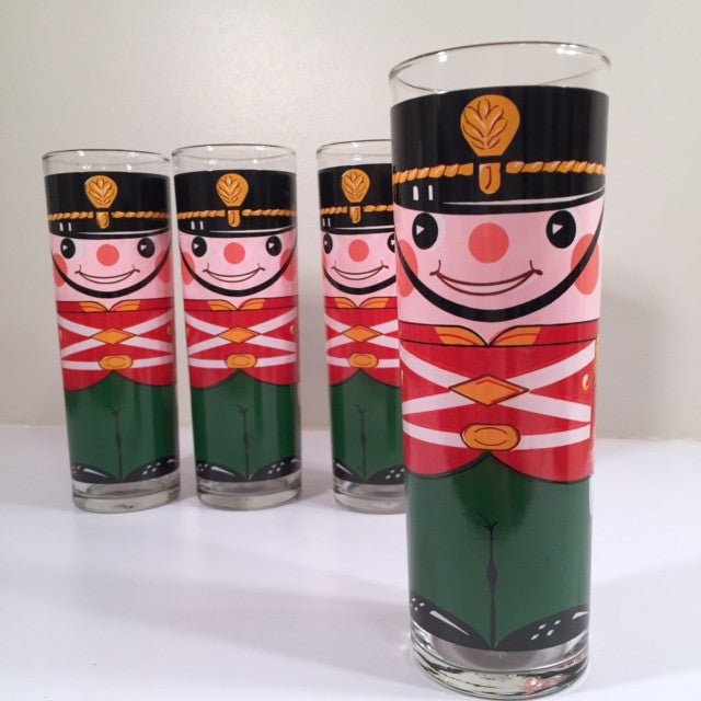 Georges Briard-Signed Mid-Century Soldiers Tall Collins Glasses (Set of 4)