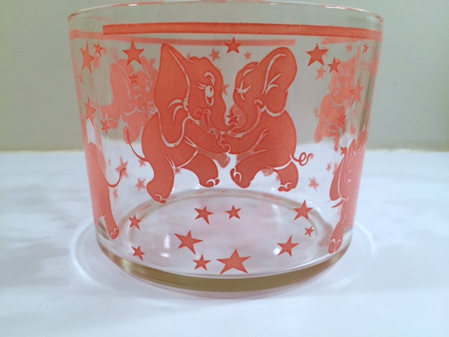 Hazel Atlas Mid-Century Dancing Elephants Ice Container