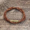 Flint Bracelet | Leather Braided .22 | Natural Double Wrap | Tres Cuervos