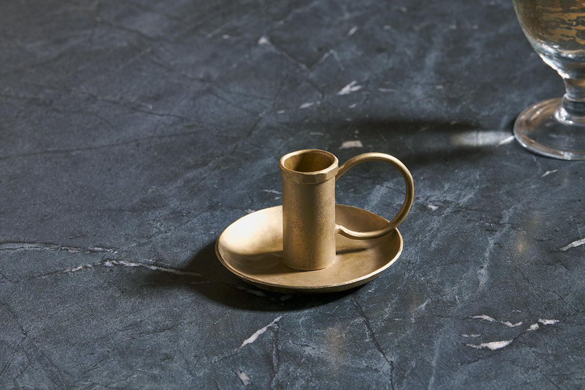 Amri Iron Candlestick - Antique Brass