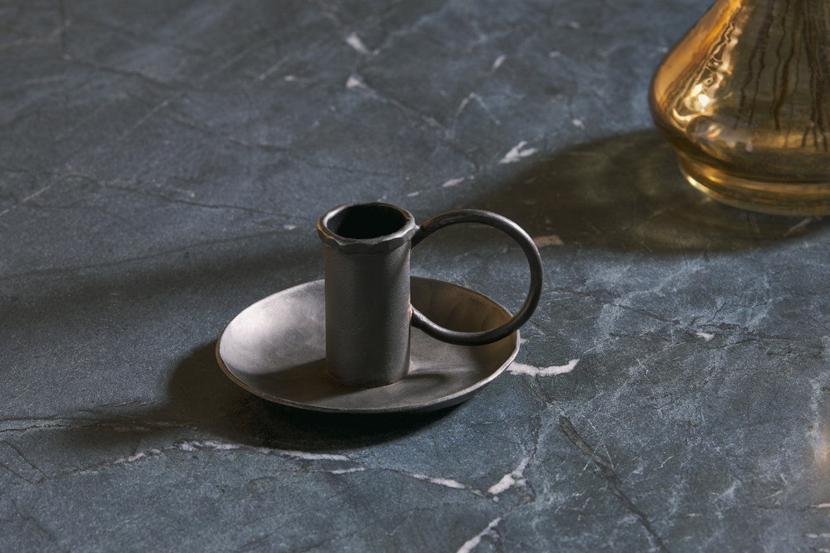 Amri Iron Candlestick - Antique Black