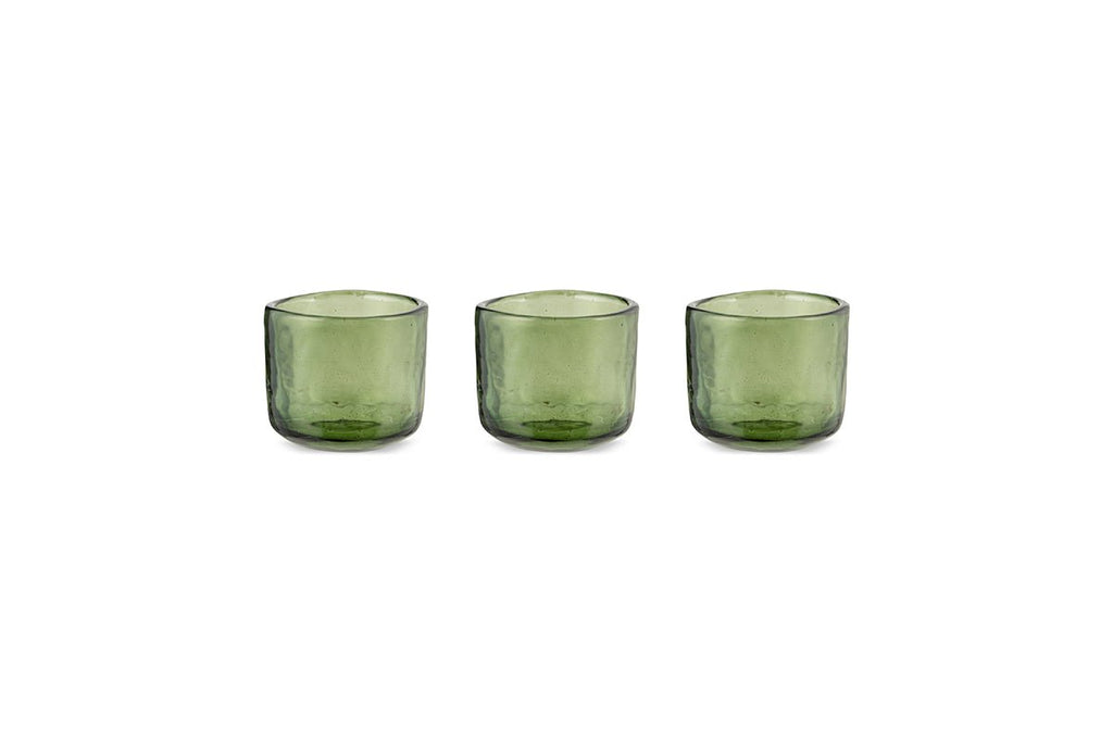 Irda Glass Small Tealight - Dark Emerald  - Small (Set of 3)