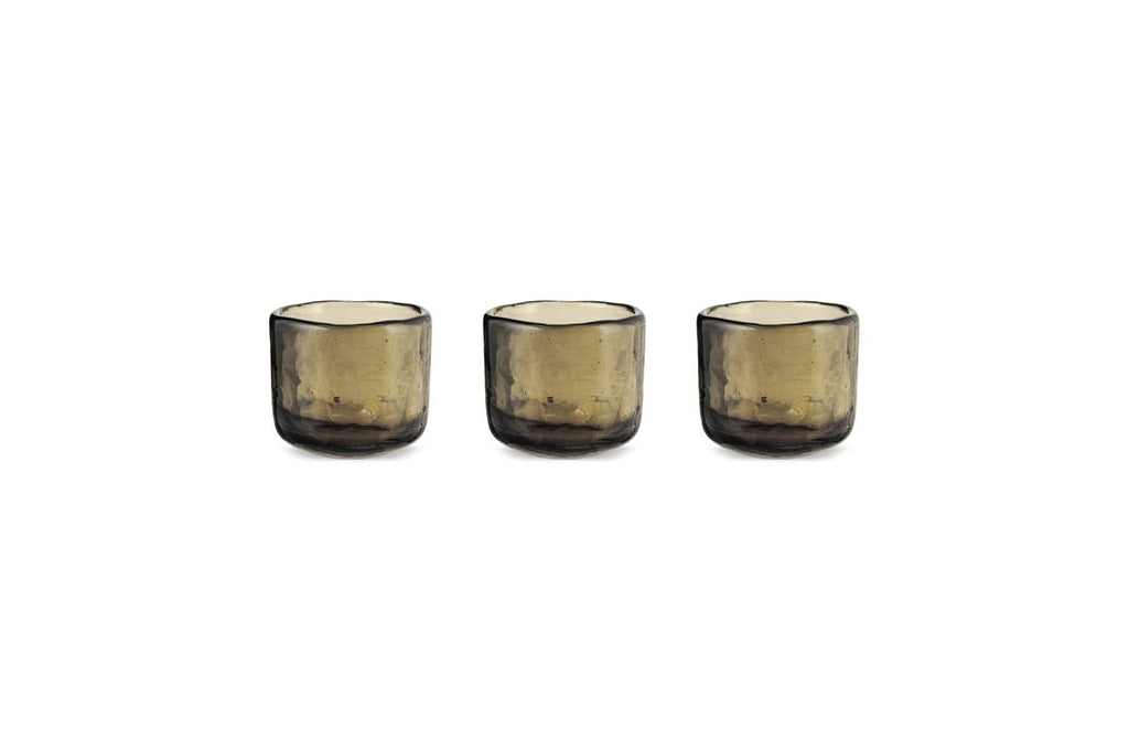 Irda Glass Small Tealight - Smoke Brown - Small (Set of 3)