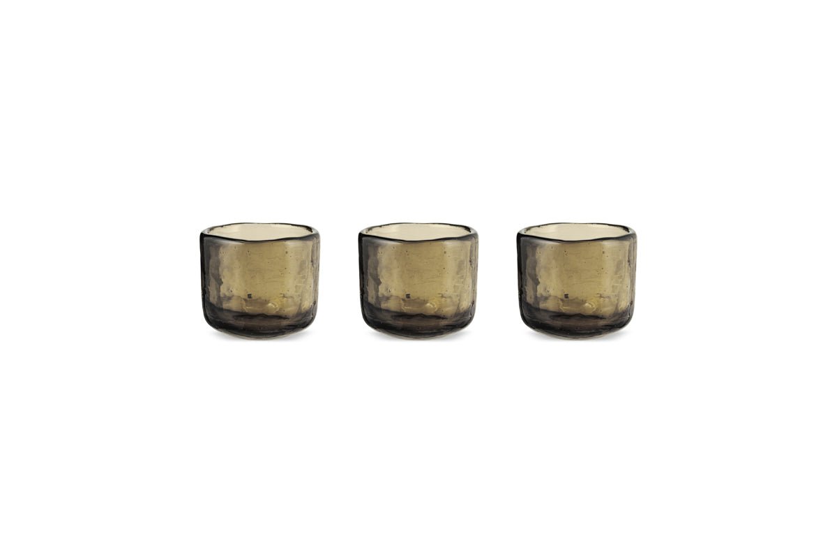 Irda Glass Small Tealight - Smoke Brown - Small (Set of 3)