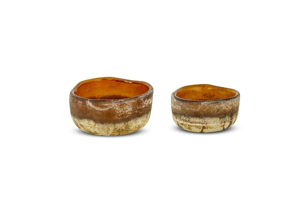Janka Glass Tealights - Amber (Set of 2)