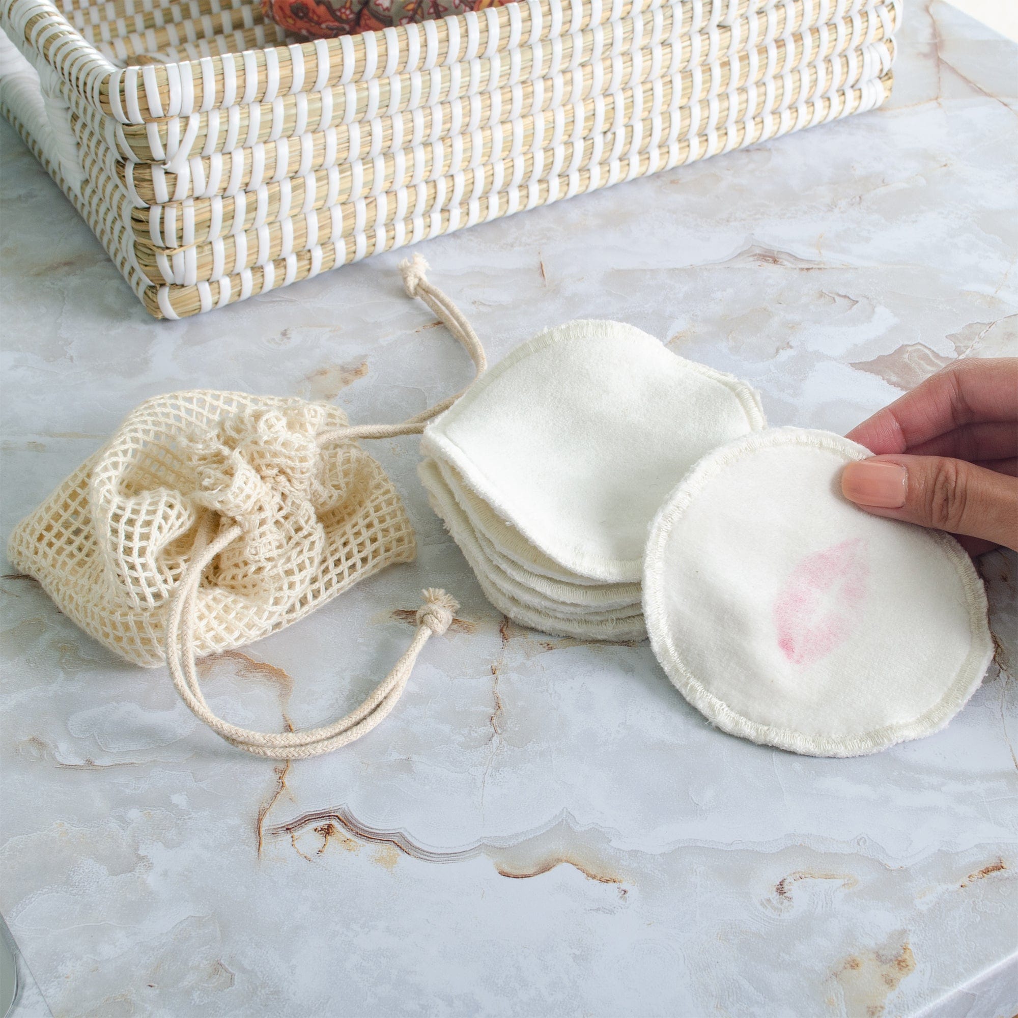 Reusable Cotton Rounds with Bag - Set of 8