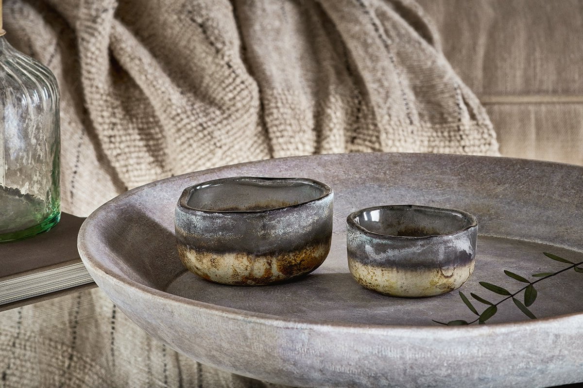 Janka Glass Tealights - Charcoal (Set of 2)