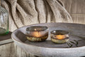 Janka Glass Tealights - Charcoal (Set of 2)